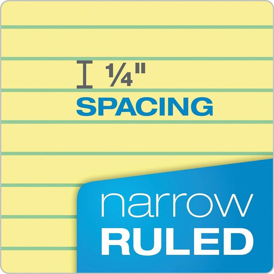 Ampad Evidence Narrow Ruled Dual Pad - 100 Sheets - 15 lb Basis Weight - 8 1/2" x 11 3/4" Sheet Size - 11.75" Height x 8.5" Width x 0.4" Depth - Canary Paper - Micro Perforated, Easy Tear, Rigid, Chipboard Backing - 1 Pad