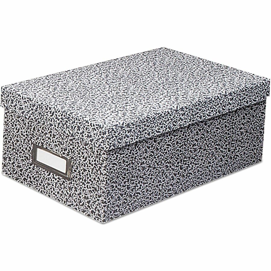Oxford Index Card Storage Boxes - Media Size Supported: Index Card 3" x 5" - 1200 x Index Card (3" x 5") - Lift-off Closure - Plastic, Steel - Black, White - For Index Card, Label - 1 Each