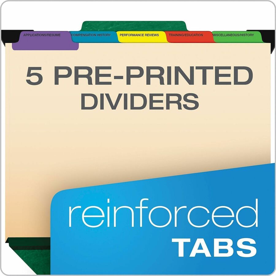 Pendaflex 1/3 Tab Cut Letter Hanging Folder - 8 1/2" x 11" - 2" Expansion - 1" Fastener Capacity - Top Tab Location - 5 Divider(s) - Green - Moisture Resistant, Reinforced Gusset, Durable, Reinforced Tab, Rip Proof, Moisture Resistant, Smudge Resistant...