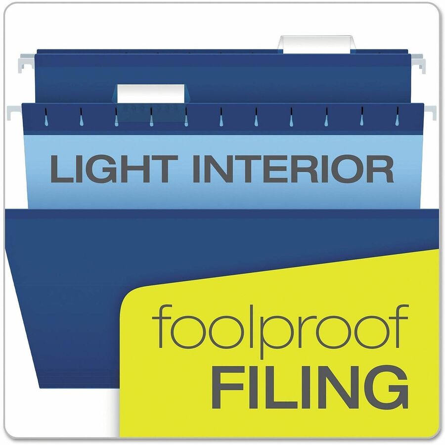 Pendaflex 1/5 Tab Cut Legal Hanging Folder - 8 1/2" x 14" - Internal Pocket(s) - 11 pt. - Navy - Reinforced, Tear Resistant, Durable - 25 / Box