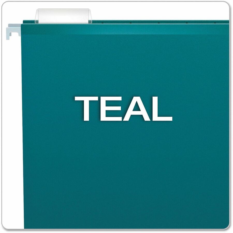Pendaflex 1/5 Tab Cut Legal Hanging Folder - 8 1/2" x 14" - Internal Pocket(s) - 11 pt. - Teal - Reinforced, Tear Resistant, Durable - 25 / Box