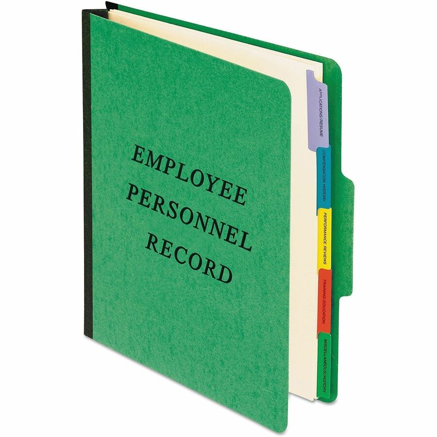 Pendaflex 1/3 Tab Cut Letter Recycled Organizer Folder - 8 1/2" x 11" - 400 Sheets Capacity - 2" Expansion - 1" Fastener Capacity - Top Tab Location - 5 Divider(s) - Green - Reinforced Tab, Moisture Resistant, Smudge Resistant, Reinforced Gusset, Acid-...