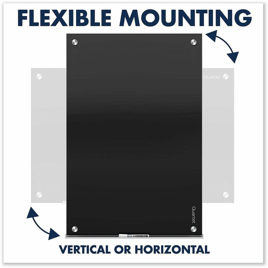 Quartet Infinity&trade; Glass Magnetic Dry-Erase Board - 36" (3 ft) Width x 24" (2 ft) Height - Black Tempered Glass Surface - Black Frame - Horizontal/Vertical - Magnetic - 1 / Each