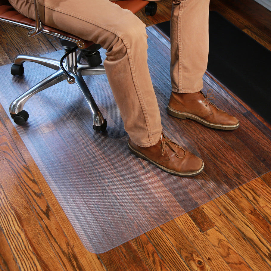 ES ROBBINS Sit-or-Stand Dual-purpose Mat - Hard Floor, Carpeted Floor - 53" Length x 45" Width - Rectangular - Clear, Black - 1 Each