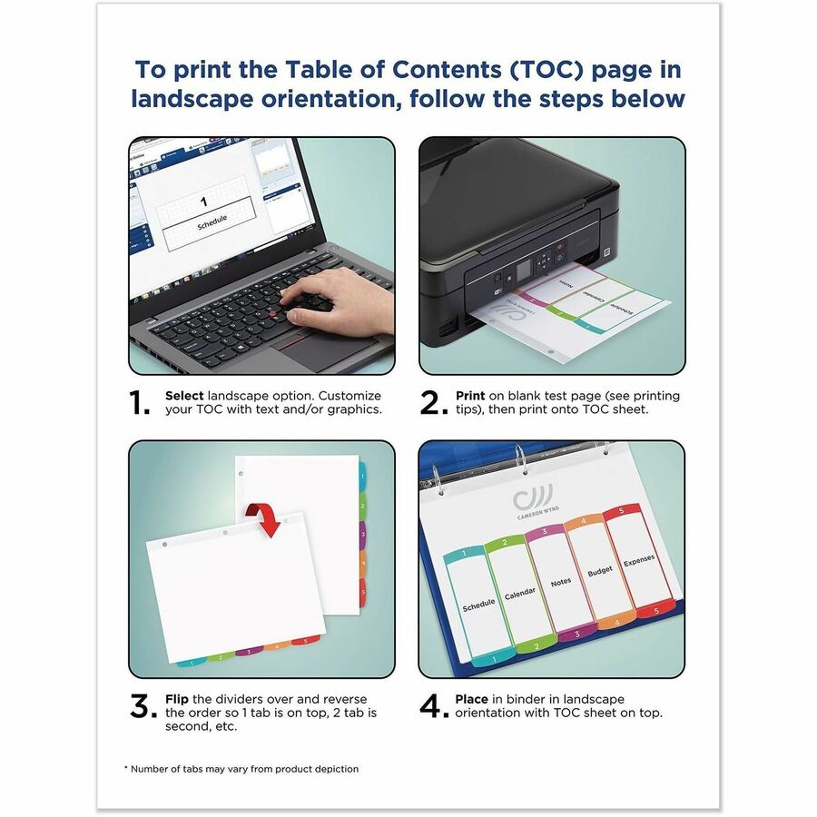 Avery 1-31 Dividers, 31 Tabs, Ready Index, Arched Tabs (11846) - 31 x Divider(s) - 31 Tab(s) - Digit - 1-31 - 31 Tab(s)/Set - 8.5" Divider Width x 11" Divider Length - 3 Hole Punched - White Paper Divider - Multicolor Paper Tab(s) - Hole-punched, Print...