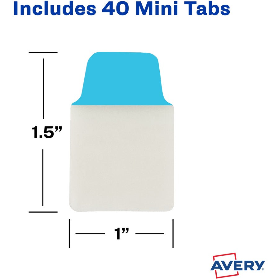 Avery&reg; Ultra Tabs File Tab - 40 Write-on Tab(s) - 1.50" Tab Height x 1" Tab Width - Clear Film, Red Paper, Blue, Orange, Green Tab(s)