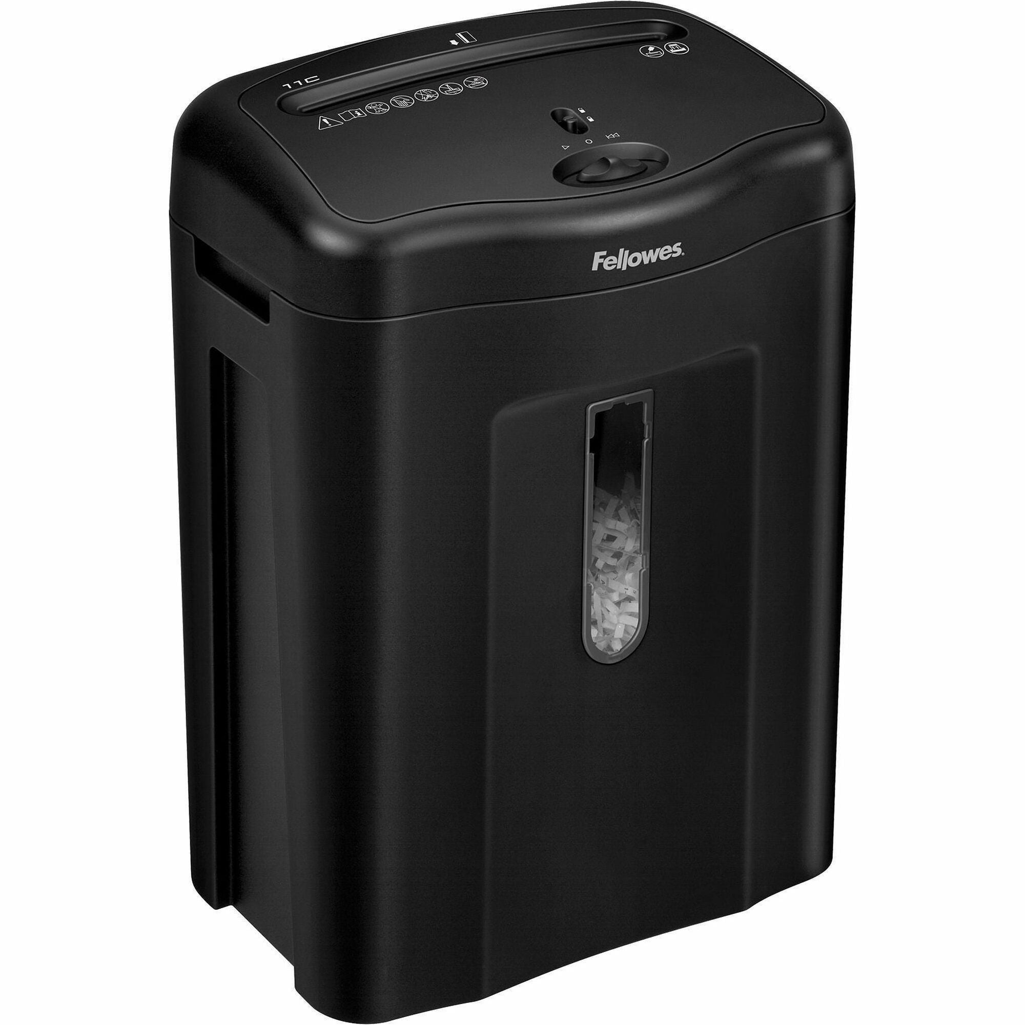 Fellowes Powershred 11C Crosscut Shredder - Non-continuous Shredder - Cross Cut - 11 Per Pass - for shredding Paper, Credit Card, Paper Clip, Staples - 0.156" x 1.560" Shred Size - P-4 - 5 Minute Run Time - 30 Minute Cool Down Time - 4.80 gal Wastebin ...