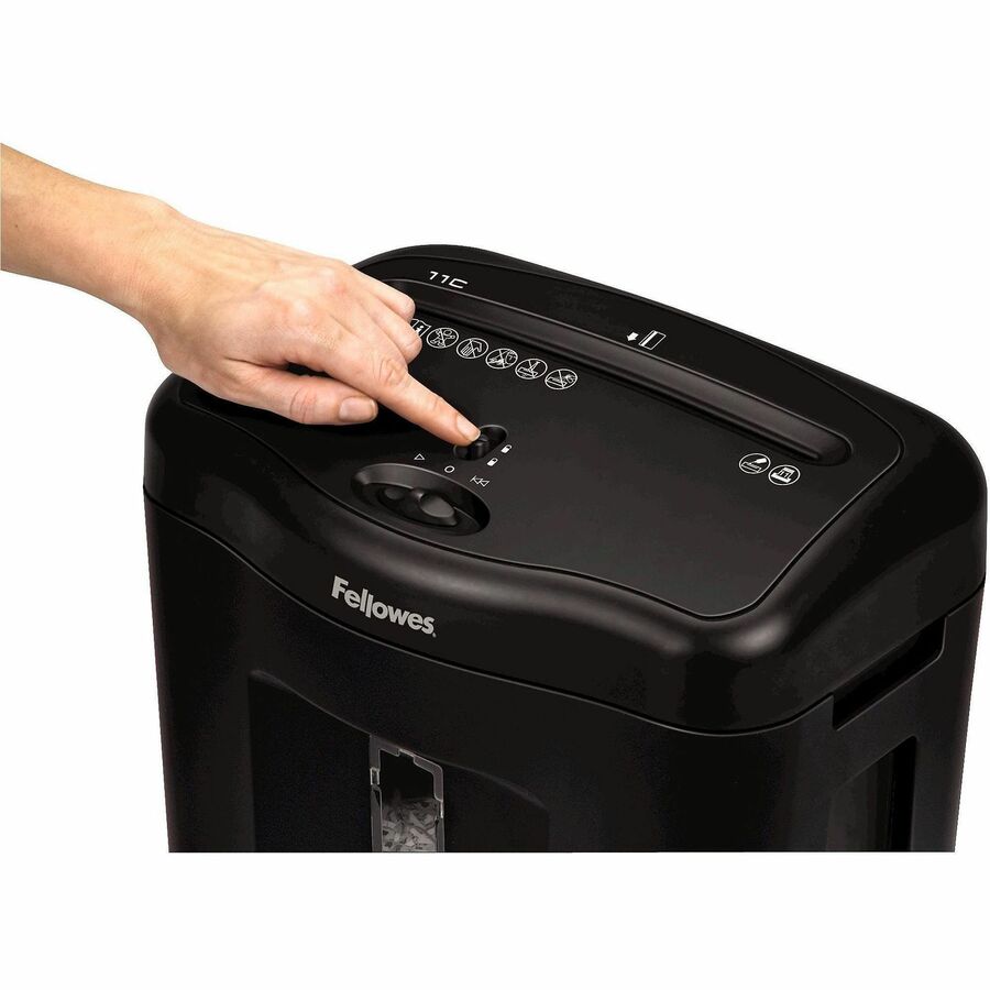 Fellowes Powershred 11C Crosscut Shredder - Non-continuous Shredder - Cross Cut - 11 Per Pass - for shredding Paper, Credit Card, Paper Clip, Staples - 0.156" x 1.560" Shred Size - P-4 - 5 Minute Run Time - 30 Minute Cool Down Time - 4.80 gal Wastebin ...