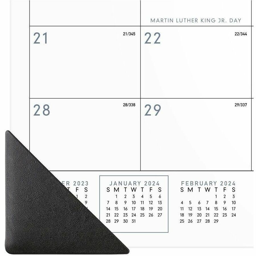 At-A-Glance Contemporary Monthly Desk Pad - Julian Dates - Daily, Monthly - 12 Month - January 2026 to December 2026 - 1 Month Single Page Layout - 18" x 11" Sheet Size - White Sheet - Headband - Desk Pad - Paper - Black Cover - 11" Height - Reference ...