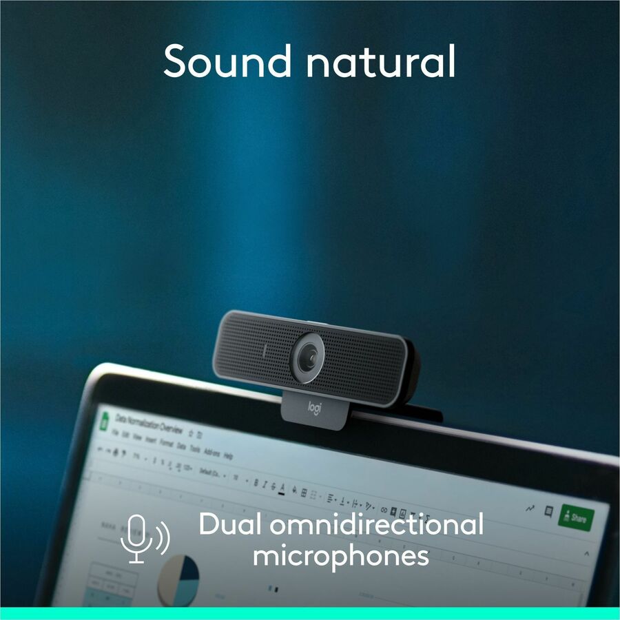 Logitech C925e Webcam - 30 fps - Black - USB 2.0 - 1 Each - Full HD - 1920 x 1080 Video - Auto-focus - 78&deg; Angle - Clip, Tripod Mount - 1.2x Digital Zoom - Widescreen - Microphone - For Notebook, Monitor, Computer - Windows 8 or Later, ChromeOS, ma...