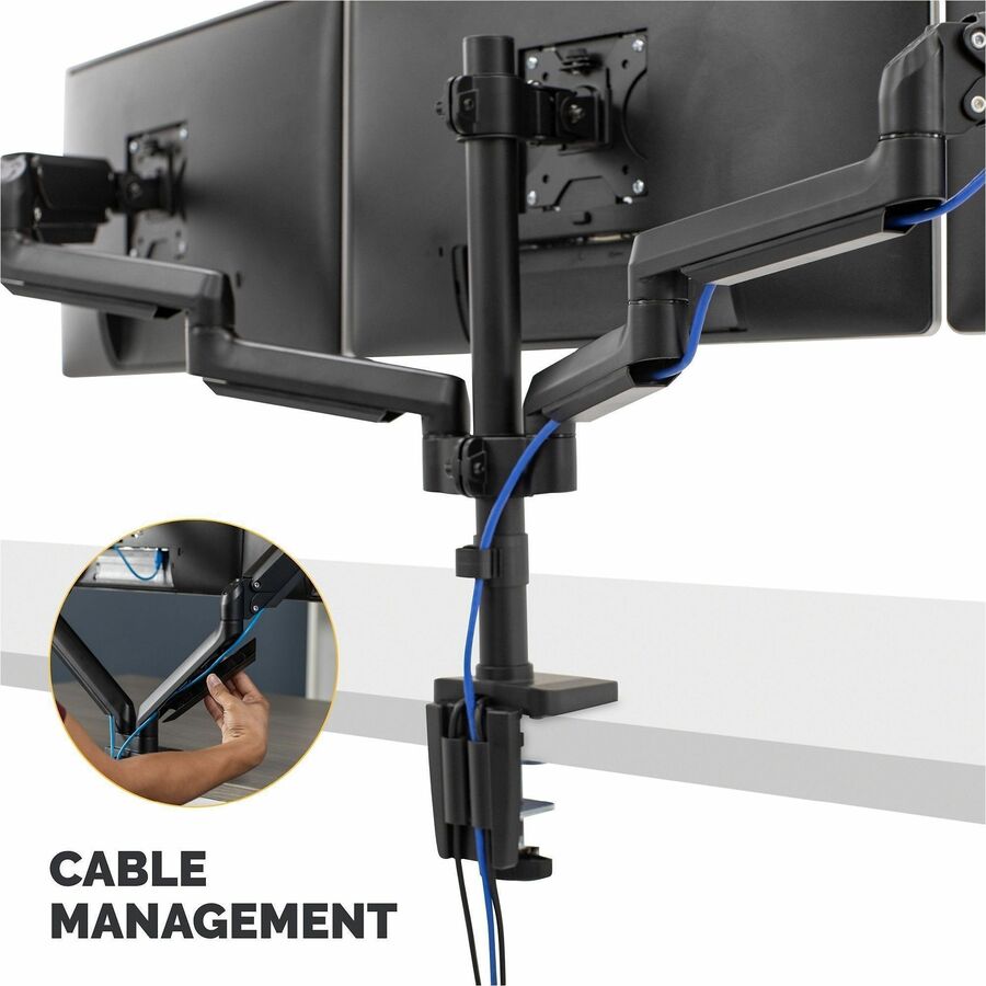 Fellowes Platinum Mounting Arm for Monitor - Black - 3 Display(s) Supported - 90" Screen Support - 60 lb Load Capacity - 1 Each