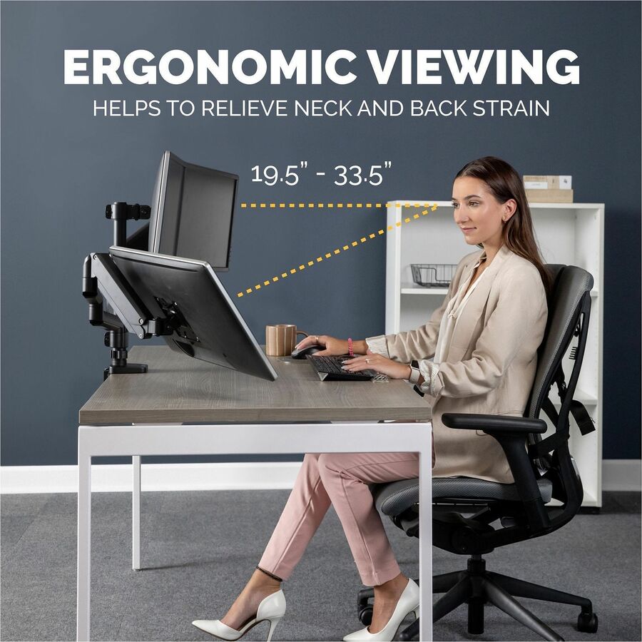 Fellowes Platinum Mounting Arm for Monitor - Black - 3 Display(s) Supported - 90" Screen Support - 60 lb Load Capacity - 1 Each