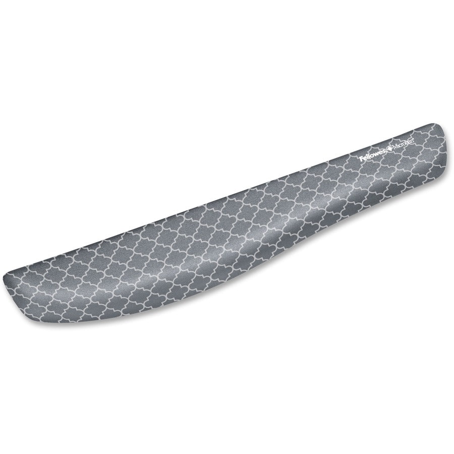 Fellowes PlushTouch Microban Keyboard Wrist Rest - Lattice - 1" Height x 18.13" Width x 3.19" Depth - Gray, White - Foam - Wear Resistant, Tear Resistant, Skid Proof - 1