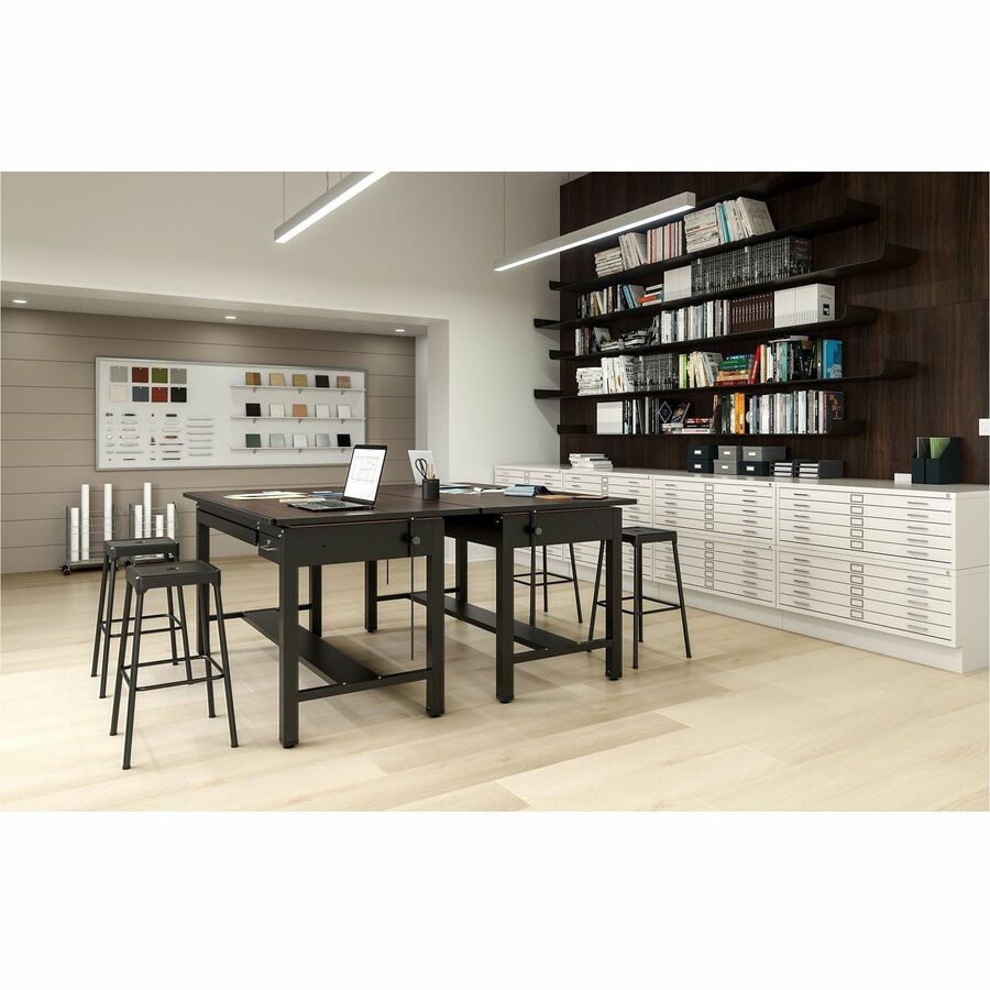 Safco Steel Counter Stool - Four-legged Base - Black - Steel - 1 Each