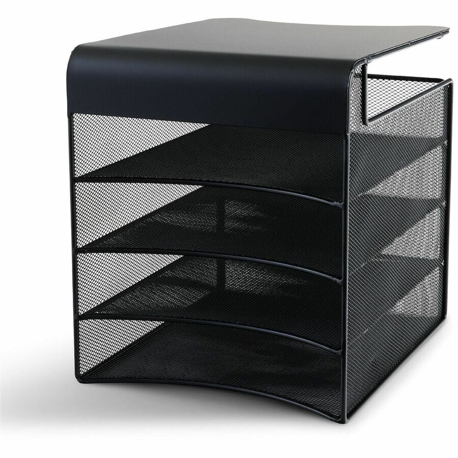 Safco Onyx Solid Top Horizontal Hanging Storage - 12" Height x 10.25" Width x 12.38" Depth - Scratch Resistant - Powder Coated - Black - Steel - 1 Each