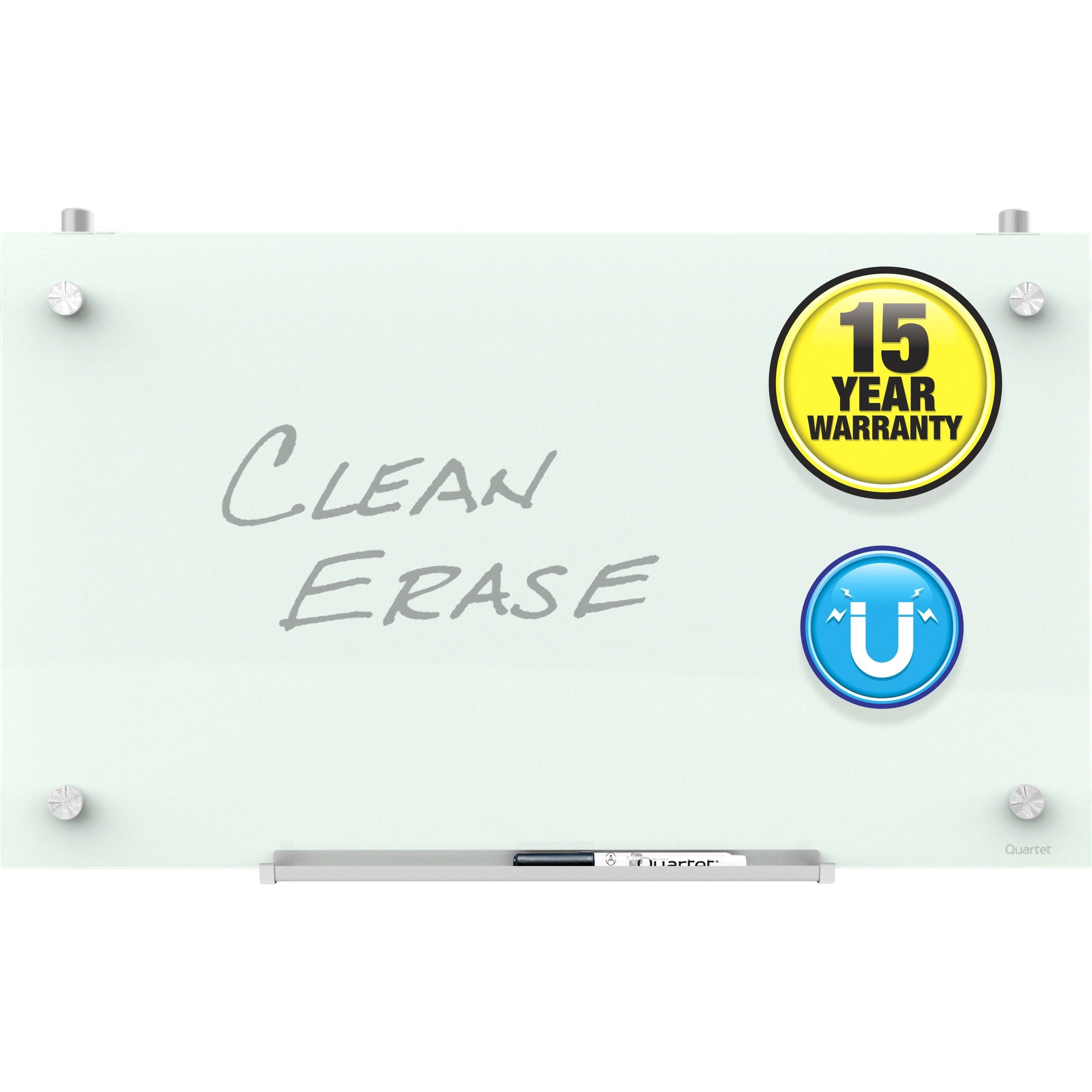Quartet Infinity&trade; Magnetic Glass Dry-Erase Cubicle Board - 30" (2.5 ft) Width x 18" (1.5 ft) Height - White Tempered Glass Surface - Rectangle - Horizontal/Vertical - Magnetic - 1