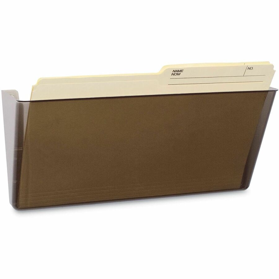 Storex Stacking Wall Pocket - 1 Pocket(s) - 7" Height x 4" Width x 16" Length - Stackable - Smoke - Poly - 1 Each