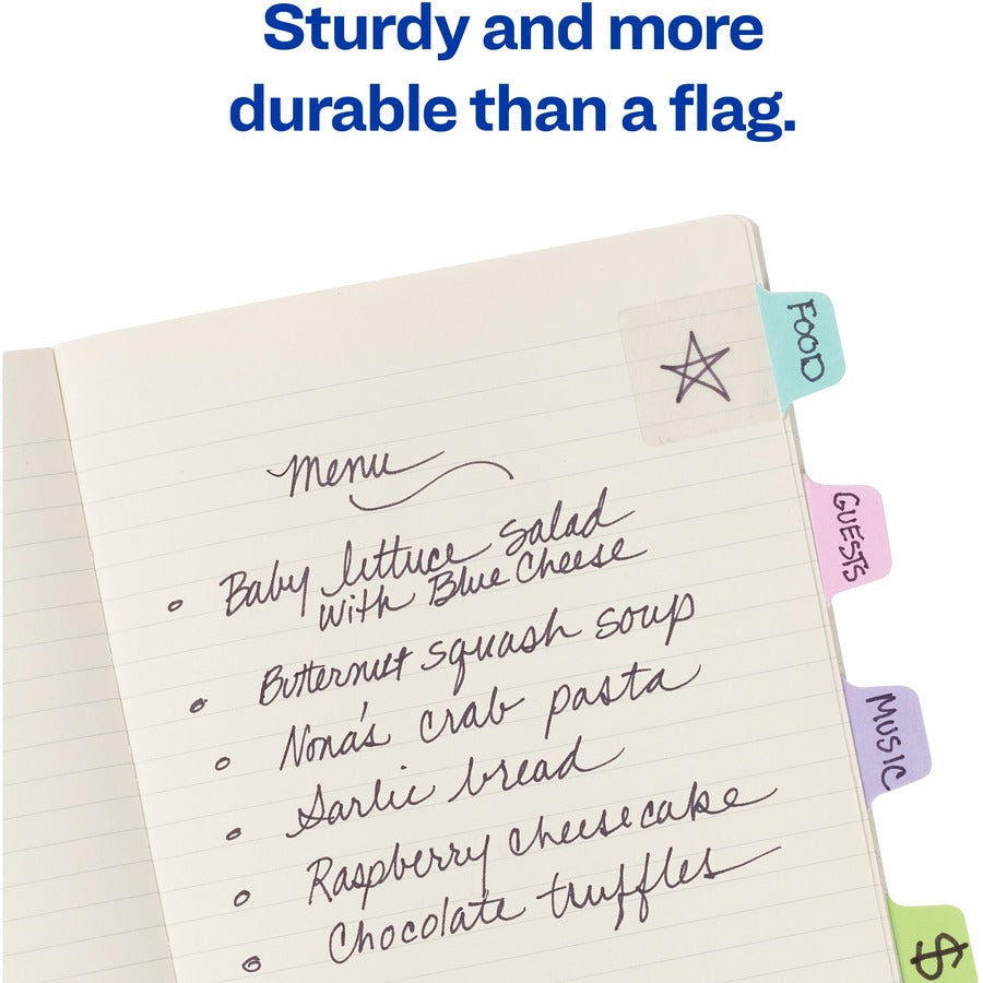 Avery&reg; UltraTabs Color Design 2-sided Multiuse Tabs - 24 Tab(s) - 1.50" Tab Height x 2" Tab Width - Clear Film, Pink Paper, Green, Blue Tab(s) - 24 / Pack