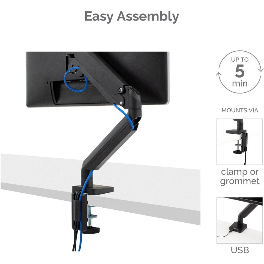 Fellowes Platinum Mounting Arm for Monitor - Black - Height Adjustable - 1 Display(s) Supported - 19.70" to 32" Screen Support - 17.60 lb Load Capacity - 75 x 75, 100 x 100 - VESA Mount Compatible - Steel - 1 Unit