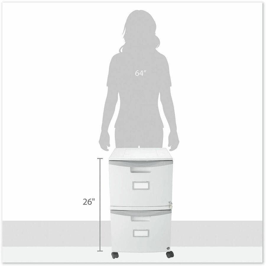 Storex Single/Double Poly Filing Drawer - 14.1" Length x 31.8" Width x 26" Height - 2 x Drawer(s) for File - Lightweight, Stackable, Moisture Resistant, Rust Resistant, Lockable, Durable, Label Holder, Locking Casters, Dent Resistant, Scratch Resistant...
