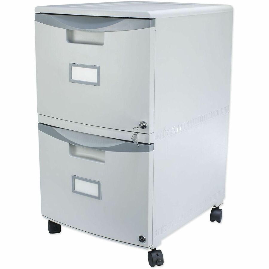 Storex Single/Double Poly Filing Drawer - 14.1" Length x 31.8" Width x 26" Height - 2 x Drawer(s) for File - Lightweight, Stackable, Moisture Resistant, Rust Resistant, Lockable, Durable, Label Holder, Locking Casters, Dent Resistant, Scratch Resistant...