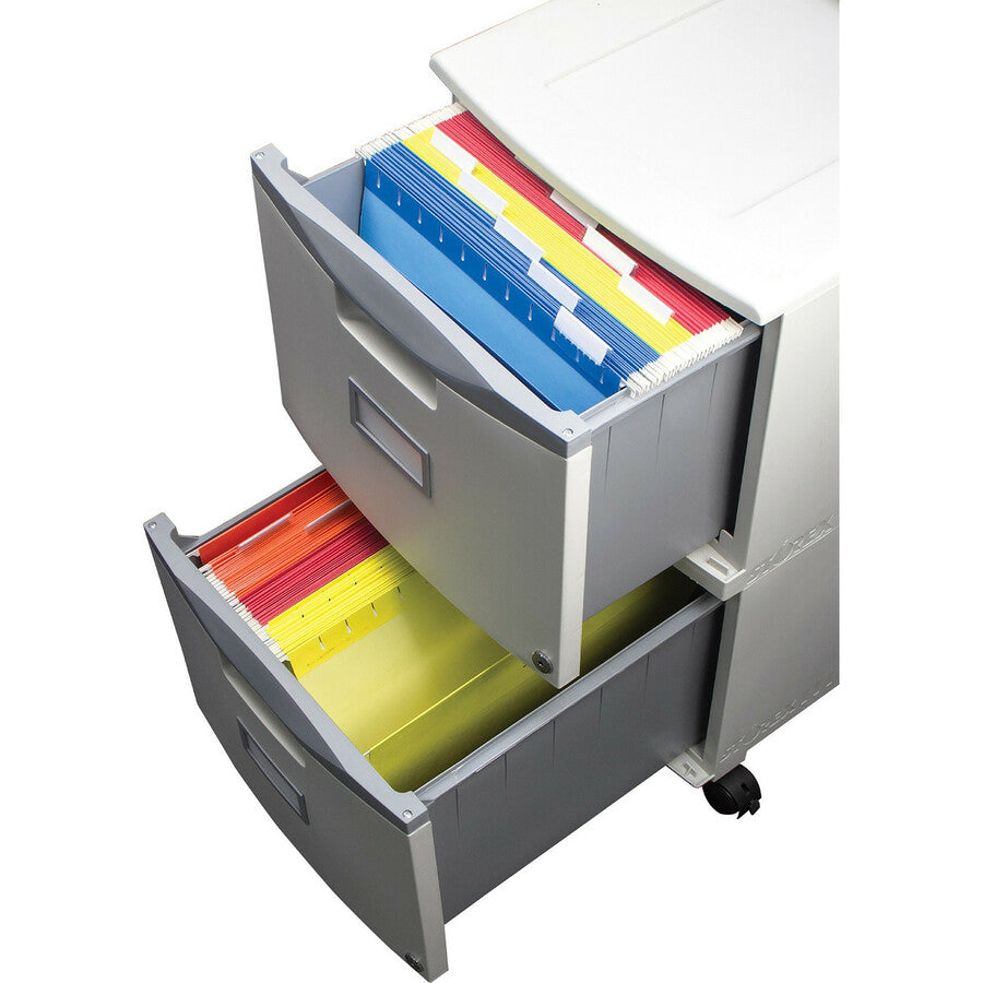 Storex Single/Double Poly Filing Drawer - 14.1" Length x 31.8" Width x 26" Height - 2 x Drawer(s) for File - Lightweight, Stackable, Moisture Resistant, Rust Resistant, Lockable, Durable, Label Holder, Locking Casters, Dent Resistant, Scratch Resistant...