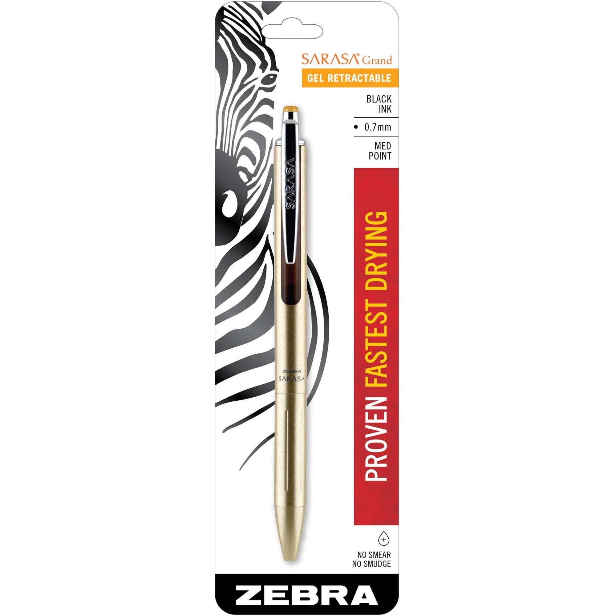 Zebra Pen Sarasa Grand Retractable Gel Pens - 0.7 mm Pen Point - Refillable - Retractable - Liquid Gel Ink - Brass Barrel - 1 Each