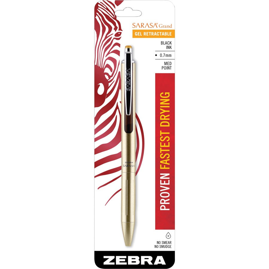 Zebra Pen Sarasa Grand Retractable Gel Pens - 0.7 mm Pen Point - Refillable - Retractable - Liquid Gel Ink - Brass Barrel - 1 Each