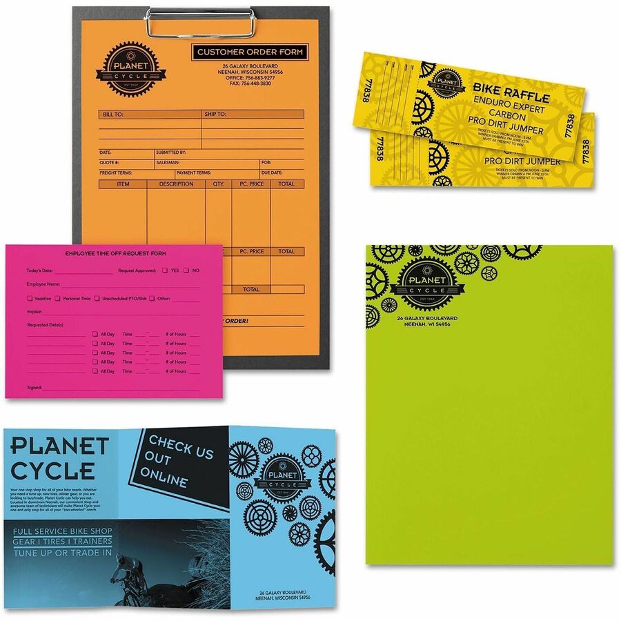 Astro AstroBrights Bright Assortment Paper - Letter - 8 1/2" x 11" - 24 lb Basis Weight - Smooth - Lunar Blue, Terra Green, Cosmic Orange, Solar Yellow, Fireball Fuschia - 500 / Pack