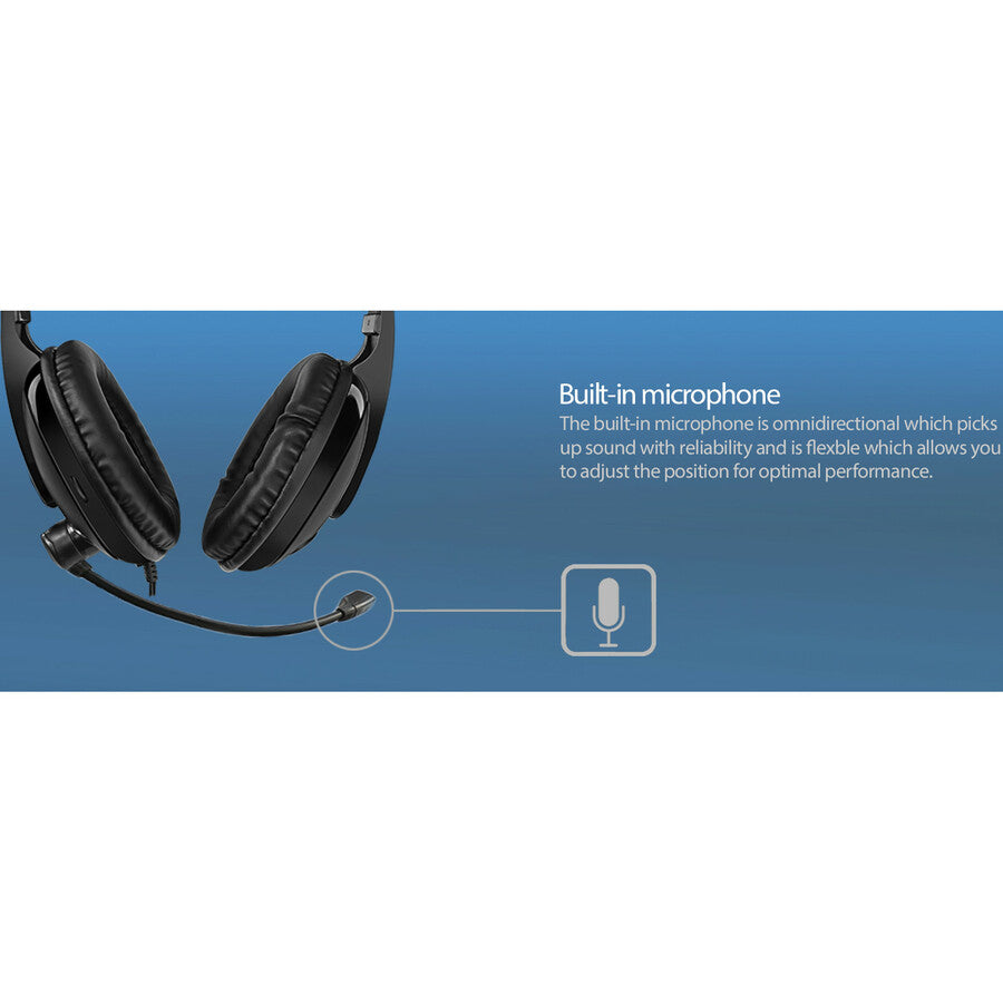 Adesso Xtream H5 - Multimedia Headset with Microphone - Stereo - Mini-phone (3.5mm) - Wired - 32 Ohm - 20 Hz to 20 kHz - Over-the-head - Binaural - Circumaural - 6 ft Cable - Omni-directional Microphone - Black