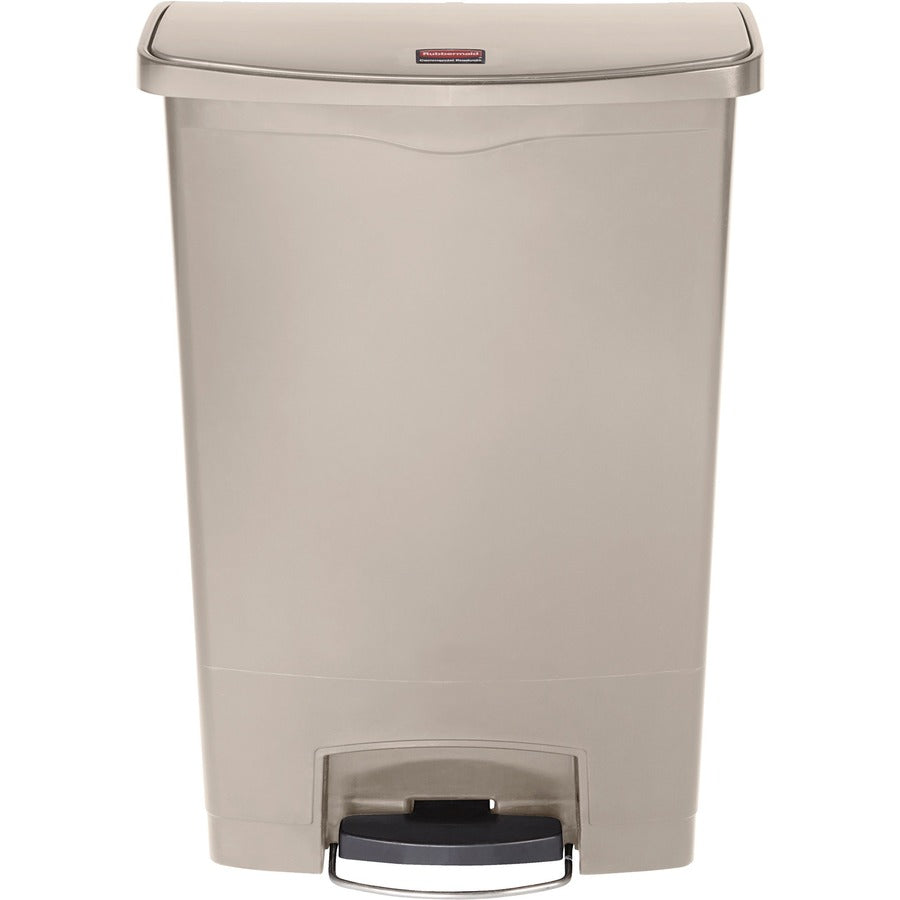 Rubbermaid Commercial 24G Slim Jim Step-On Container - Step-on Opening - 24 gal Capacity - Rectangular - Manual - Durable, Foot Pedal, Easy to Clean, Hinged, Fire-Safe, Chemical Resistant - 32.5" Height x 13.9" Width - Plastic, Resin - Beige - 1 Each