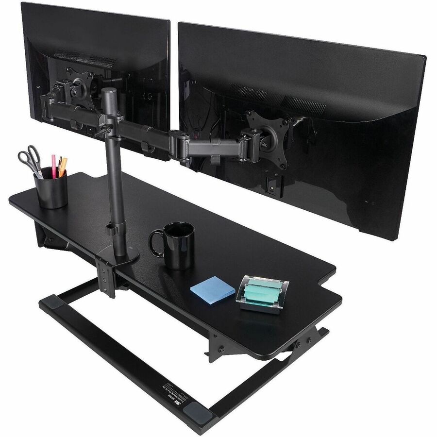 3M Precision Standing Desk - Up to 24" Screen Support - 45 lb Load Capacity - 6.20" Height x 42" Width x 23.20" Depth - Medium Density Fiberboard (MDF) - Black