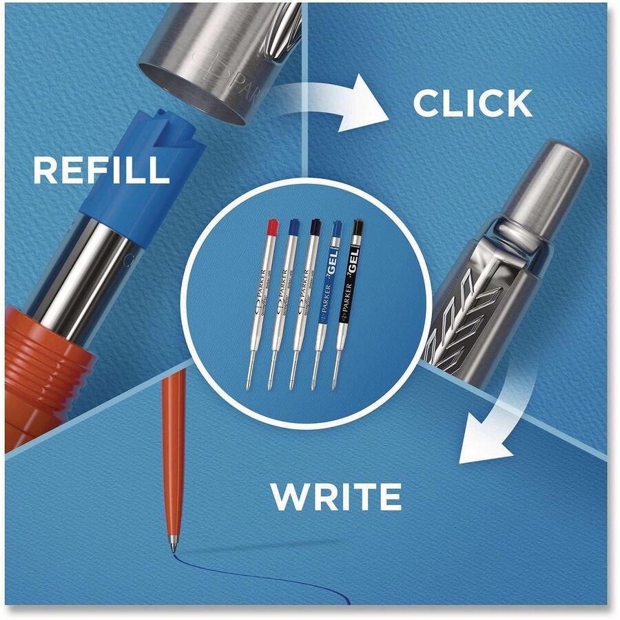 Parker Jotter Bond Street Retractable Ballpoint Pen - Medium Pen Point - Retractable - Blue Ink - Polished Chrome Stainless Steel Barrel - 1 Each