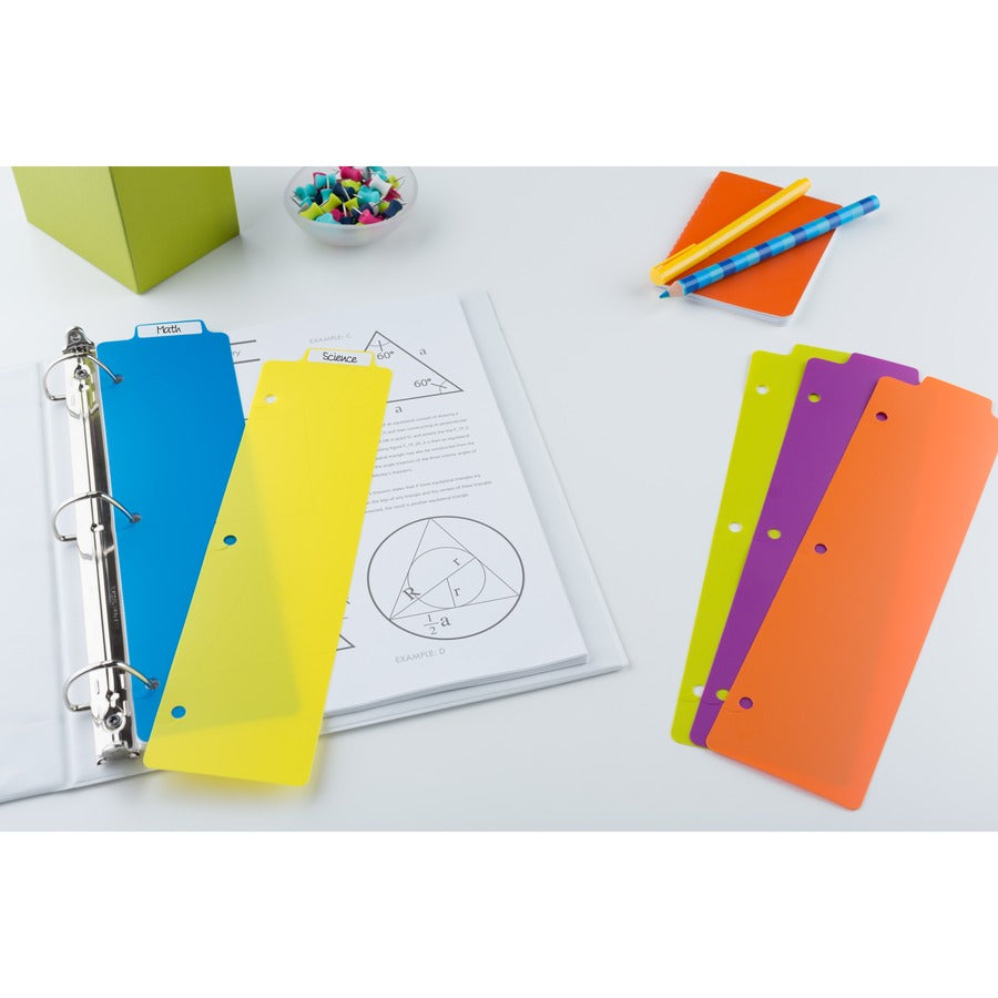 Avery&reg; Snap-In Plastic Bookmark Dividers, 5 Tabs, 1 Set, Multicolor (24908) - Monthly - 1 Month Single Page Layout - 10" x 10" Sheet Size - White, Multicolor - Plastic - Repositionable, Self-adhesive, Write on/Wipe off, Dry Erase Surface, Durable, ...