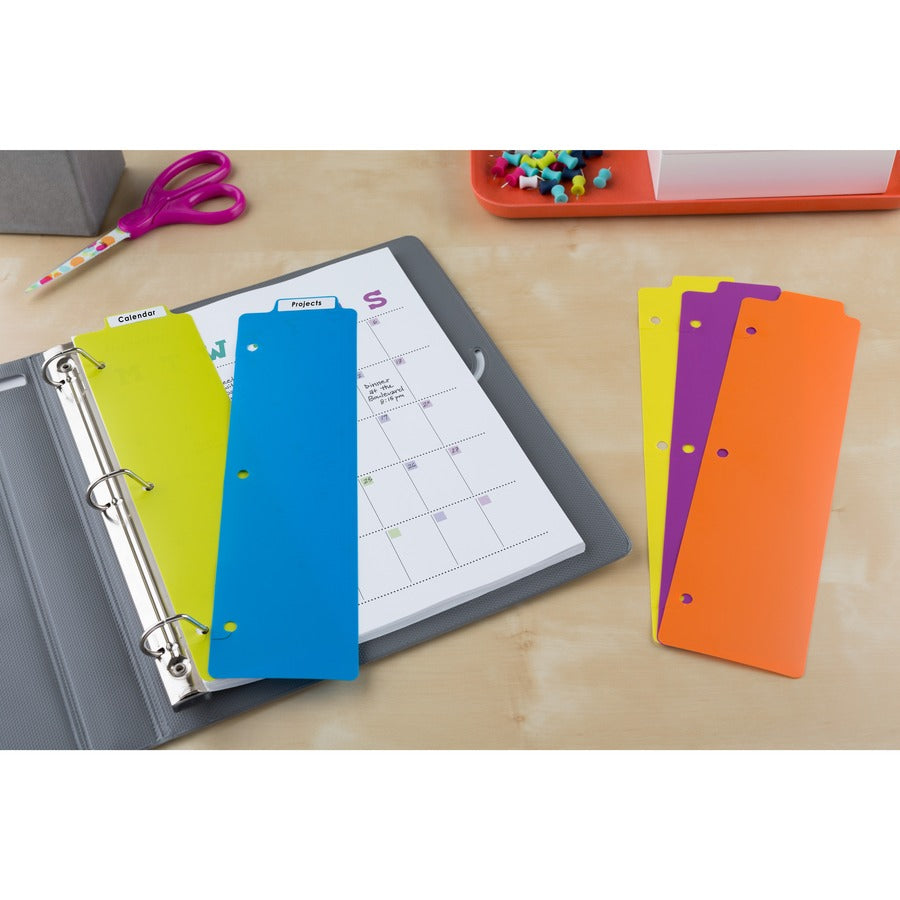 Avery&reg; Snap-In Plastic Bookmark Dividers, 5 Tabs, 1 Set, Multicolor (24908) - Monthly - 1 Month Single Page Layout - 10" x 10" Sheet Size - White, Multicolor - Plastic - Repositionable, Self-adhesive, Write on/Wipe off, Dry Erase Surface, Durable, ...