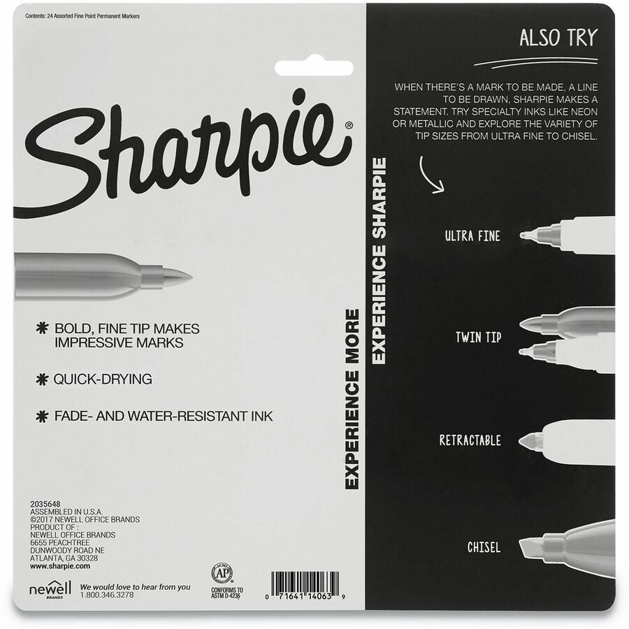 Sharpie Cosmic Color Permanent Markers - Fine Pen Point - 24 / Set