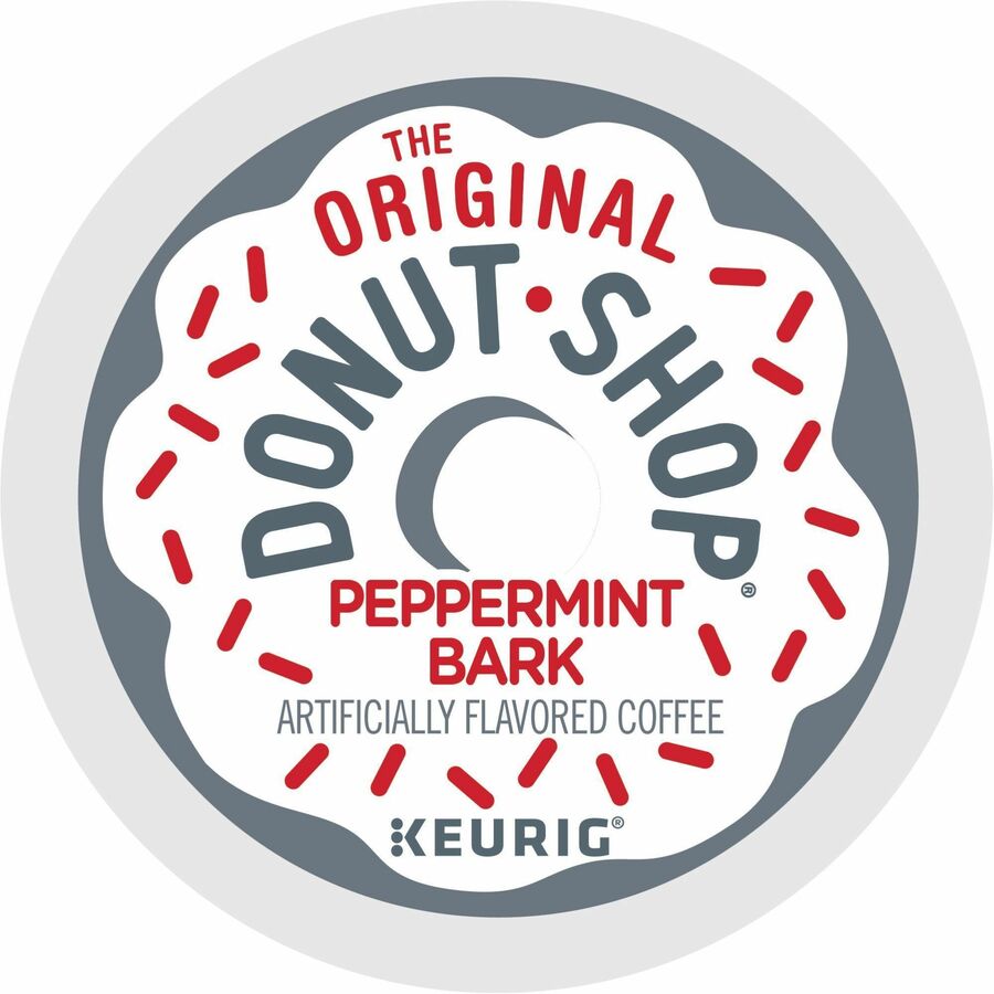 The Original Donut Shop&reg; K-Cup, Pod Peppermint Bark Keurig Single-Serve K-Cup Pods, Light Roast Coffee, 24 Count - Compatible with K-Cup Brewer - Light - K-Cup, Pod - Peppermint Bark - Kosher - 24 / Box