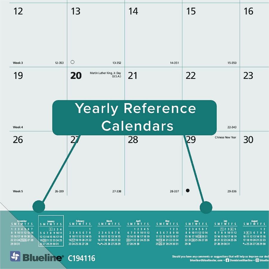 Blueline Man's Best Friend Dogs Desk Pad Calendar - Julian Dates - Monthly - 12 Month - January 2026 to December 2026 - 1 Month Single Page Layout - 22" x 17" Sheet Size - Desk Pad - Paper - 17" Height x 22" Width - Notes Area, Tear-off, Event Planning...