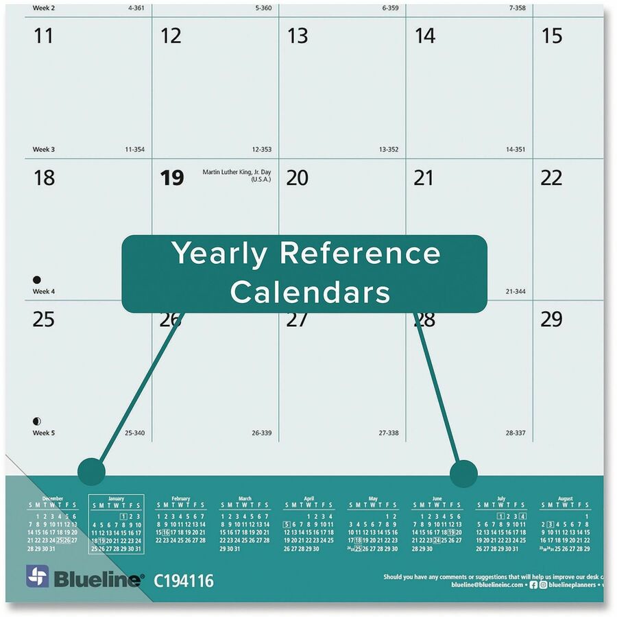 Blueline Man's Best Friend Dogs Desk Pad Calendar - Julian Dates - Monthly - 12 Month - January 2026 to December 2026 - 1 Month Single Page Layout - 22" x 17" Sheet Size - Desk Pad - Paper - 17" Height x 22" Width - Notes Area, Tear-off, Event Planning...