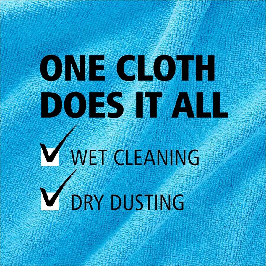 Rubbermaid Commercial Microfiber Light-Duty Cleaning Cloths - For Commercial - 16" Length x 16" Width - Recommended For: Germs Remover, Microbe Remover - Bleach-safe, Washable, Durable, Chemical Resistant, Reusable - Blue - 24/Bag - 12 / Carton