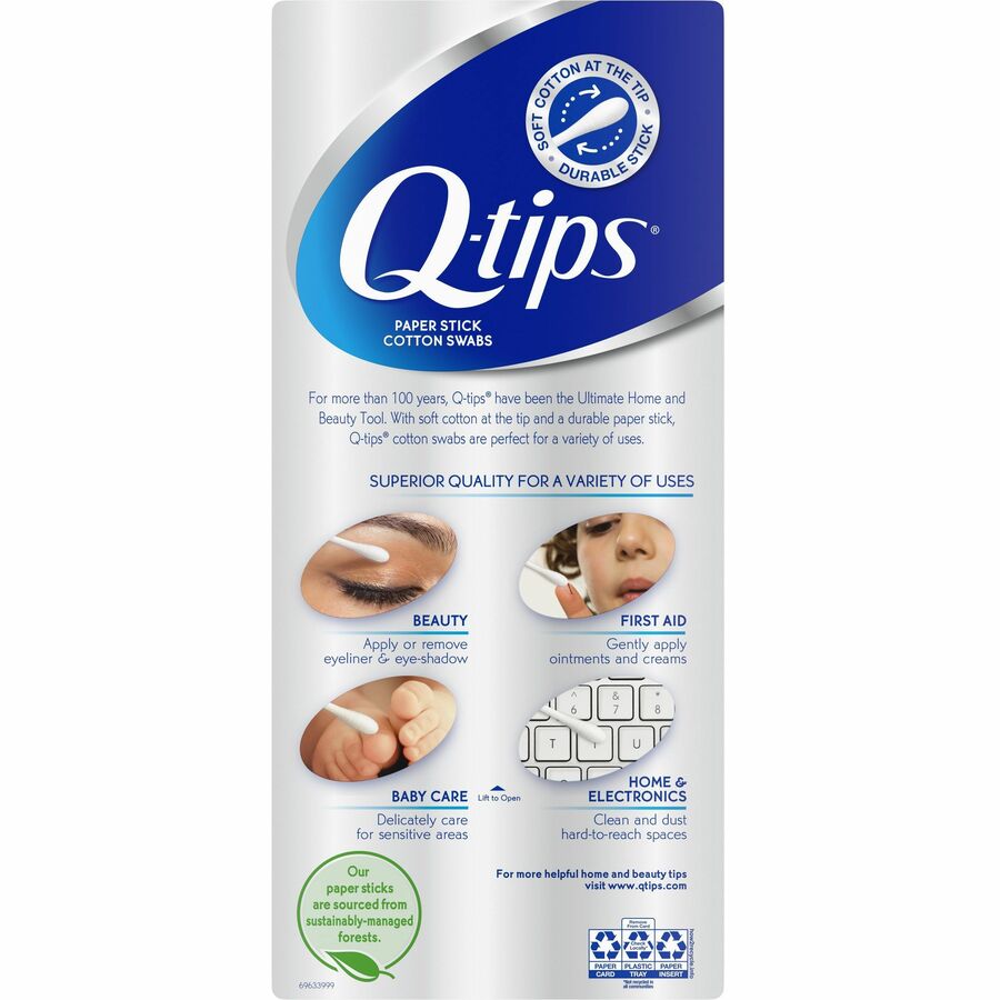 Q-tips Cotton Swabs - White - Cotton - 750 / Pack