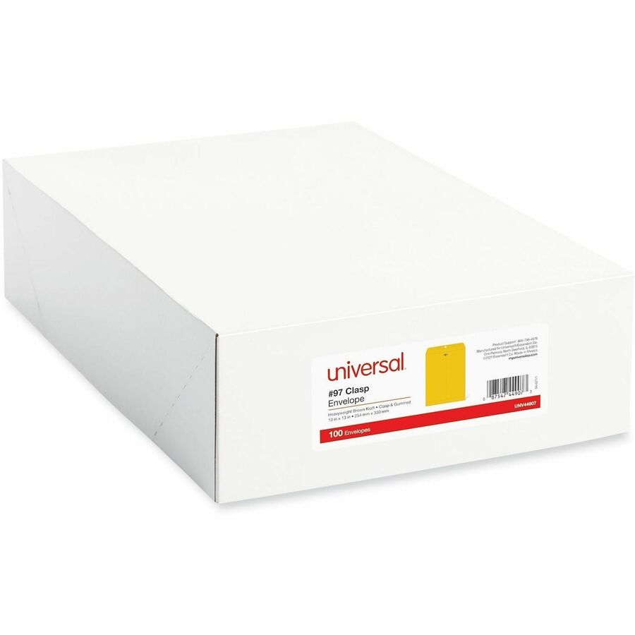 Universal Envelope - Clasp - #97 - 32 lb - Clasp/Gummed Flap - Brown Kraft - Kraft Paper - 100 / Box