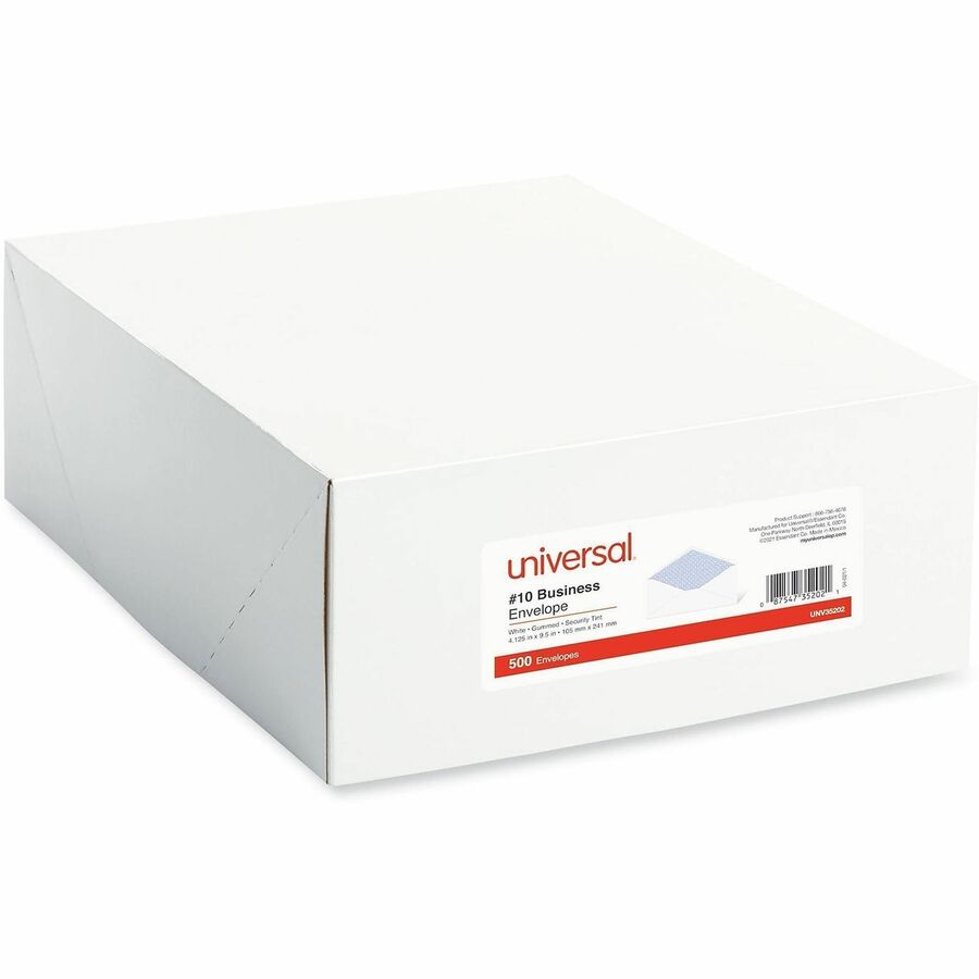 Universal Envelope - Business - #10 - 9 1/2" Width x 4 1/10" Length - 24 lb - Gummed - White - Paper Stock - 500 / Box