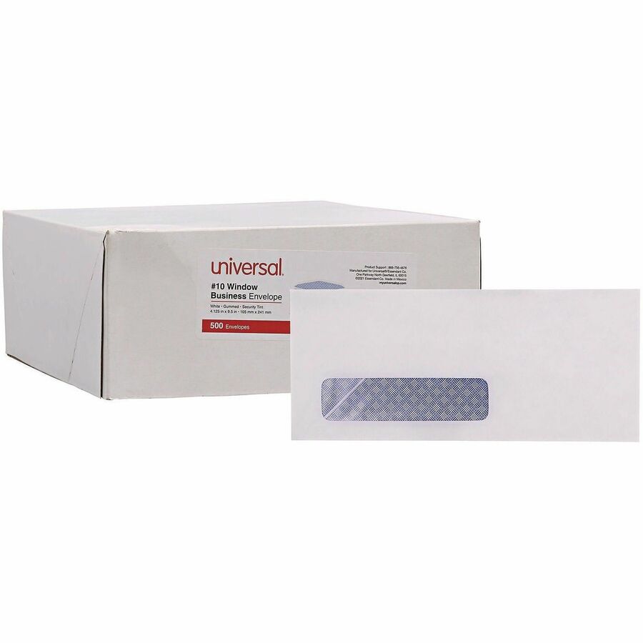 Universal Envelope - Business - #10 - 9 1/2" Width x 4 1/10" Length - 24 lb - Gummed - White - Paper Stock - 500 / Box