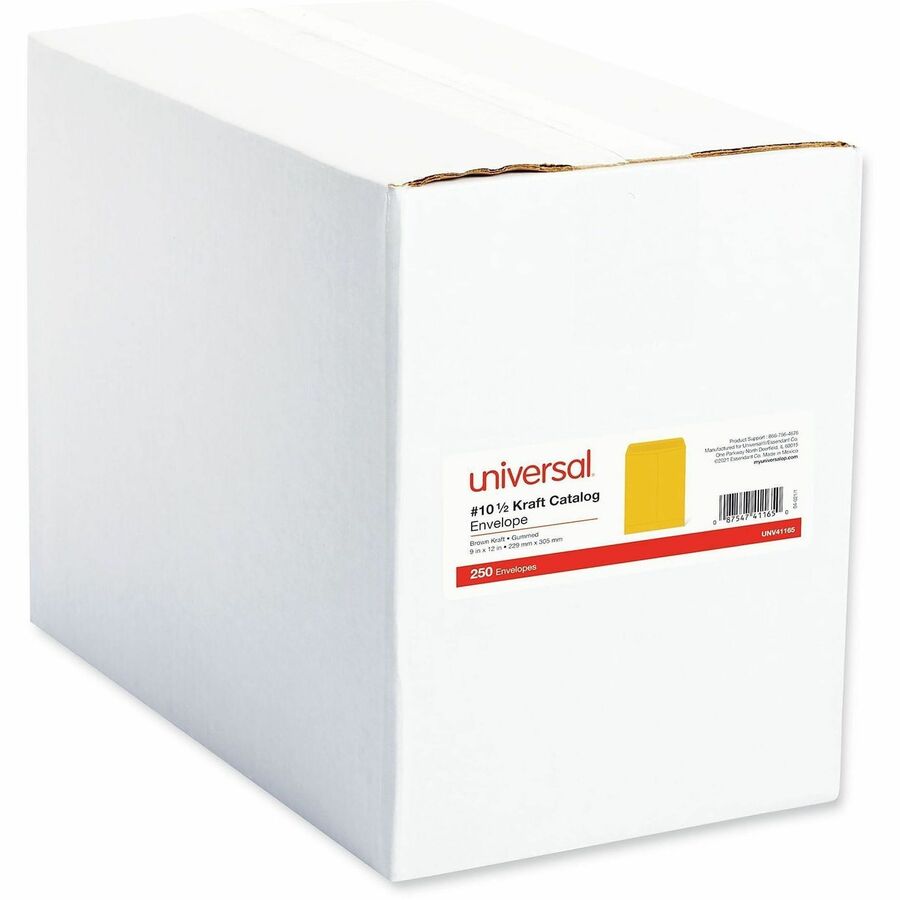 Universal Envelope - Catalog - #10 1/2 - 28 lb - Gummed - Brown Kraft - Kraft Paper - 250 / Box