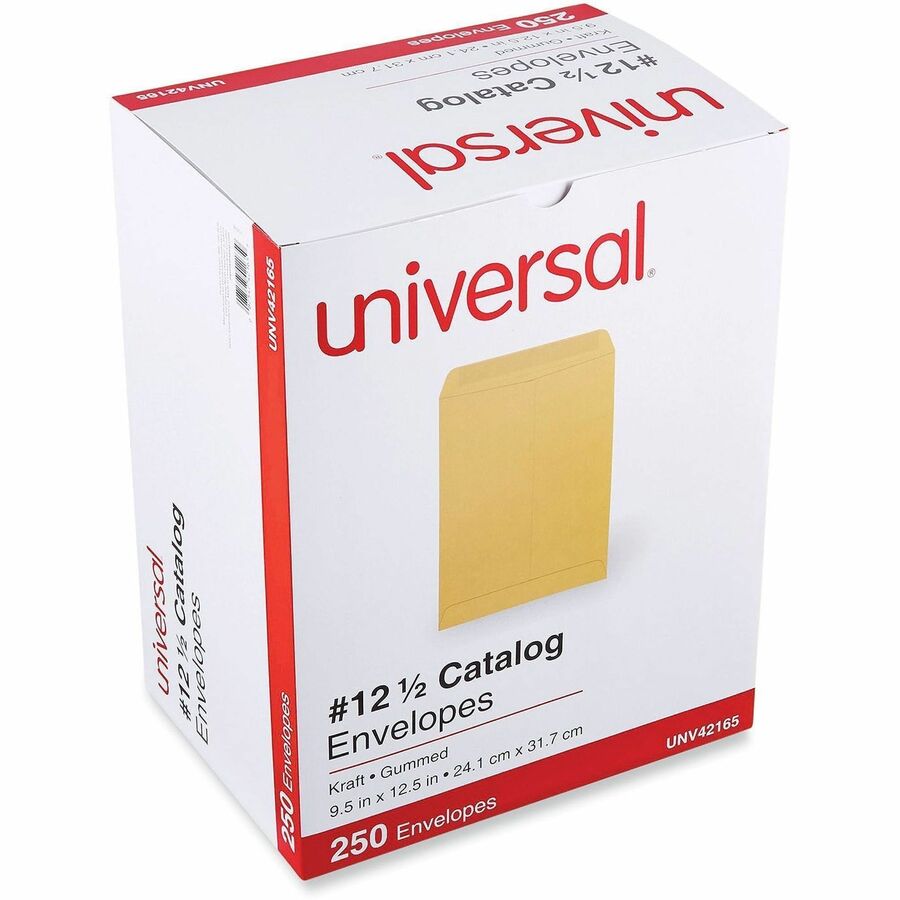 Universal Envelope - Catalog - #12 1/2 - 28 lb - Gummed - Brown Kraft - Kraft Paper - 250 / Box
