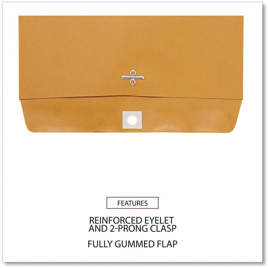 Universal Envelope - Clasp - #98 - 15" Width x 10" Length - 28 lb - Clasp/Gummed Flap - Brown Kraft - Kraft Paper - 100 / Box