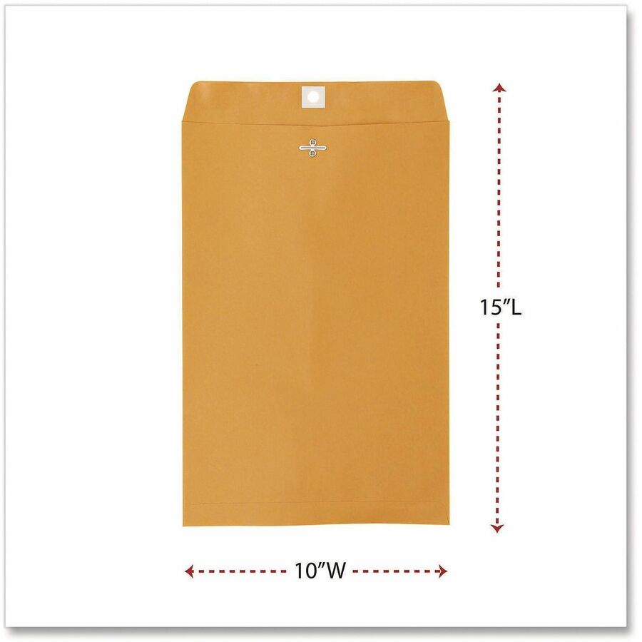 Universal Envelope - Clasp - #98 - 15" Width x 10" Length - 28 lb - Clasp/Gummed Flap - Brown Kraft - Kraft Paper - 100 / Box
