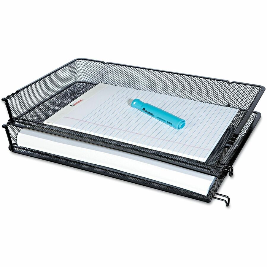 Universal Desk Tray - 1 Compartment(s) - 2.50" Height x 17" Width x 10.88" Depth - Black - Metal Mesh - 1 Each