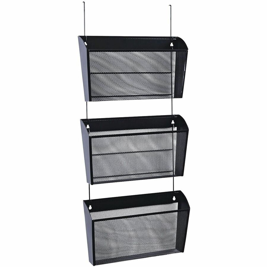 Universal Hanging Organizer - 3 Pocket(s) - 8.50" Height x 14.13" Width x 3.38" Depth - Black - Wire Mesh - 3 Set